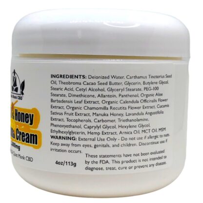 cbd cream for eczema with honey label